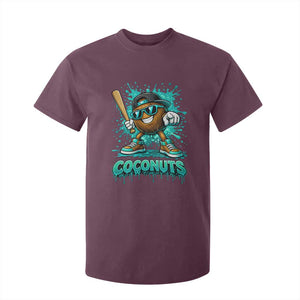 Baseball Coconut T Shirt For Kid Funny Graffiti Splatter Sports TS10 Maroon Print Your Wear