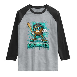 Baseball Coconut Raglan Shirt Funny Graffiti Splatter Sports TS10 Heather Gray Black Print Your Wear