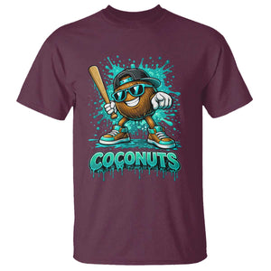 Baseball Coconut T Shirt Funny Graffiti Splatter Sports TS10 Maroon Print Your Wear