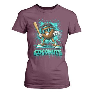 Baseball Coconut T Shirt For Women Funny Graffiti Splatter Sports TS10 Maroon Print Your Wear