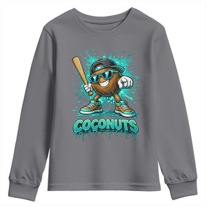 Baseball Coconut Youth Sweatshirt Funny Graffiti Splatter Sports TS10 Charcoal Print Your Wear