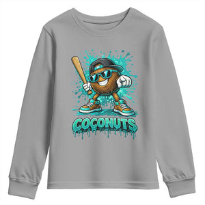 Baseball Coconut Youth Sweatshirt Funny Graffiti Splatter Sports TS10 Sport Gray Print Your Wear