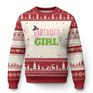 Birthday Girl Ugly Christmas Sweater Witch Pink Green Toddler Baby 1st 2nd 3rd 4th 5th 6th 7th TS10 Beige Red Print Your Wear