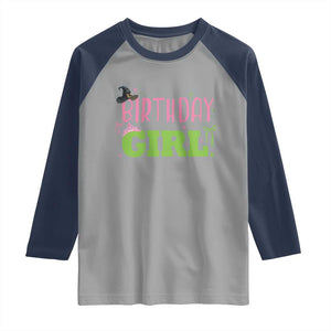 Birthday Girl Raglan Shirt Witch Pink Green Toddler Baby 1st 2nd 3rd 4th 5th 6th 7th TS10 Sport Gray Navy Print Your Wear