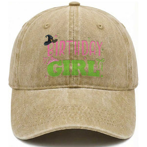 Birthday Girl Washed Cotton Baseball Cap Witch Pink Green Toddler Baby 1st 2nd 3rd 4th 5th 6th 7th