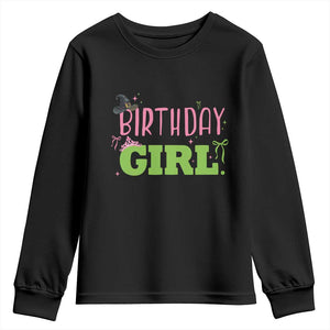 Birthday Girl Youth Sweatshirt Witch Pink Green Toddler Baby 1st 2nd 3rd 4th 5th 6th 7th TS10 Black Print Your Wear