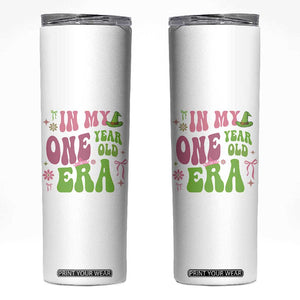Baby Girl First Birthday Outfit Skinny Tumbler In My One Year Old Era Witch Pink Green TS10 White Print Your Wear
