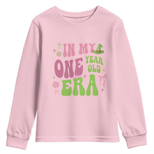Baby Girl First Birthday Outfit Youth Sweatshirt In My One Year Old Era Witch Pink Green TS10 Light Pink Print Your Wear