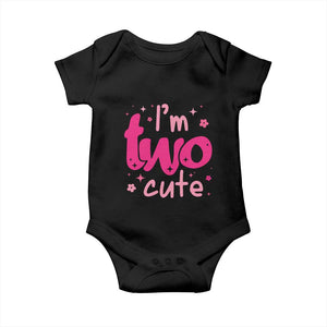 Two Birthday Girl Baby Onesie Pink 2nd Bday Im Two Cute TS10 Black Print Your Wear