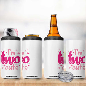 Two Birthday Girl 4 in 1 Can Cooler Tumbler Pink 2nd Bday Im Two Cute TS10 Print Your Wear