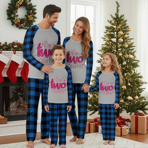 Two Birthday Girl Plaid Pajama Set Pink 2nd Bday Im Two Cute TS10 Blue Plaid Print Your Wear