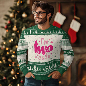 Two Birthday Girl Ugly Christmas Sweater Pink 2nd Bday Im Two Cute TS10 Beige Green Print Your Wear