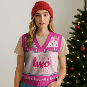 Two Birthday Girl V-Neck Knit Sweater Vest Pink 2nd Bday Im Two Cute TS10 Hot Pink Print Your Wear