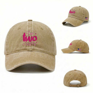 Two Birthday Girl Washed Cotton Baseball Cap Pink 2nd Bday Im Two Cute