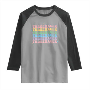 3rd Birthday Raglan Shirt Toddler Threenager 3 Years Old Birthday Outfit TS10 Sport Gray Black Print Your Wear