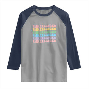 3rd Birthday Raglan Shirt Toddler Threenager 3 Years Old Birthday Outfit TS10 Sport Gray Navy Print Your Wear
