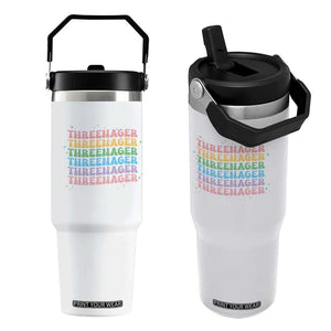 3rd Birthday Flip Straw Tumbler Toddler Threenager 3 Years Old Birthday Outfit TS10 One Size: 30 oz White Print Your Wear