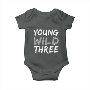 Toddler 3rd Birthday Baby Onesie Young Wild And Three TS10 Dark Heather Print Your Wear