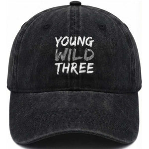 Toddler 3rd Birthday Washed Cotton Baseball Cap Young Wild And Three
