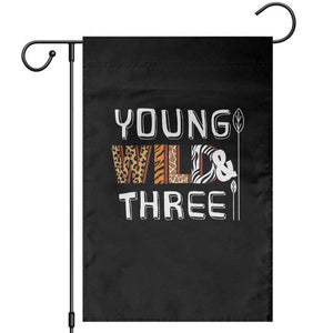 3rd Birthday Garden Flag Young Wild And Three Safari Zoo Party TS10 Black Print Your Wear