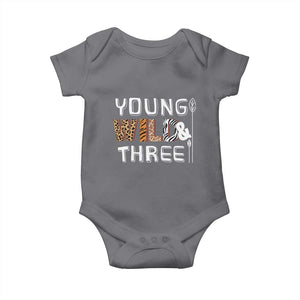 3rd Birthday Baby Onesie Young Wild And Three Safari Zoo Party TS10 Charcoal Print Your Wear