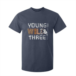 3rd Birthday T Shirt For Kid Young Wild And Three Safari Zoo Party TS10 Navy Print Your Wear