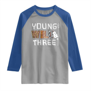 3rd Birthday Raglan Shirt Young Wild And Three Safari Zoo Party TS10 Sport Gray Royal Print Your Wear