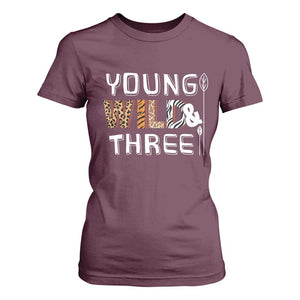 3rd Birthday T Shirt For Women Young Wild And Three Safari Zoo Party TS10 Maroon Print Your Wear