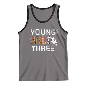 3rd Birthday Tank Top Young Wild And Three Safari Zoo Party TS10 Deep Heather Black Print Your Wear