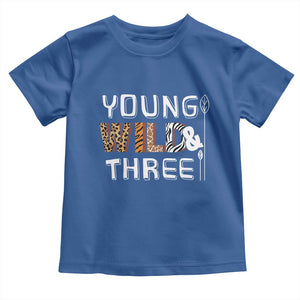 3rd Birthday Toddler T Shirt Young Wild And Three Safari Zoo Party TS10 Royal Blue Print Your Wear