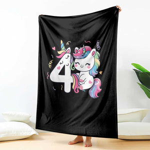 Unicorn 4th Birthday Throw Blanket 4 Years Old Birthday Outfit TS10 Print Your Wear