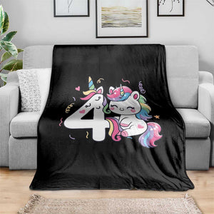 Unicorn 4th Birthday Throw Blanket 4 Years Old Birthday Outfit TS10 Print Your Wear