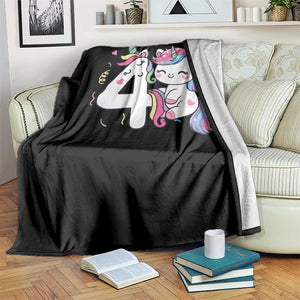 Unicorn 4th Birthday Throw Blanket 4 Years Old Birthday Outfit TS10 Print Your Wear