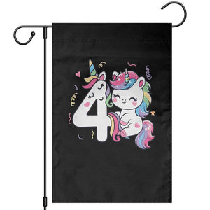 Unicorn 4th Birthday Garden Flag 4 Years Old Birthday Outfit TS10 Black Print Your Wear