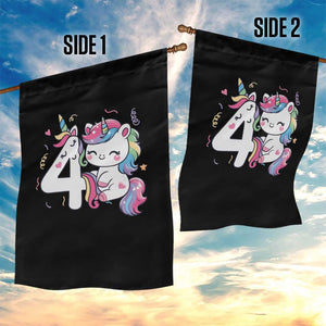 Unicorn 4th Birthday Garden Flag 4 Years Old Birthday Outfit TS10 Print Your Wear