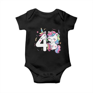 Unicorn 4th Birthday Baby Onesie 4 Years Old Birthday Outfit TS10 Black Print Your Wear