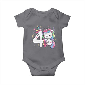 Unicorn 4th Birthday Baby Onesie 4 Years Old Birthday Outfit TS10 Charcoal Print Your Wear