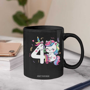 Unicorn 4th Birthday Coffee Mug 4 Years Old Birthday Outfit TS10 Print Your Wear