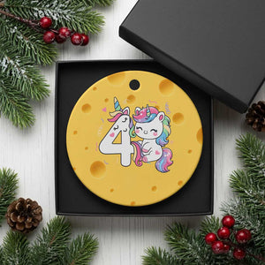 Unicorn 4th Birthday Ceramic Ornament 4 Years Old Birthday Outfit TS10 1pc Yellow Cheese Print Your Wear