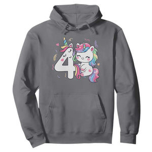 Unicorn 4th Birthday Hoodie 4 Years Old Birthday Outfit TS10 Charcoal Print Your Wear