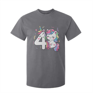 Unicorn 4th Birthday T Shirt For Kid 4 Years Old Birthday Outfit TS10 Charcoal Print Your Wear