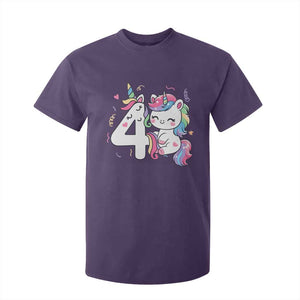 Unicorn 4th Birthday T Shirt For Kid 4 Years Old Birthday Outfit TS10 Purple Print Your Wear