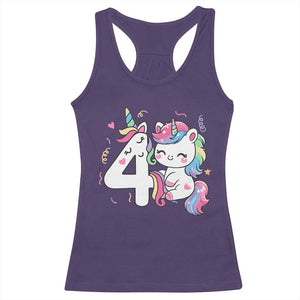 Unicorn 4th Birthday Racerback Tank Top 4 Years Old Birthday Outfit TS10 Purple Print Your Wear