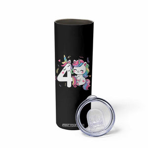 Unicorn 4th Birthday Skinny Tumbler 4 Years Old Birthday Outfit TS10 Print Your Wear
