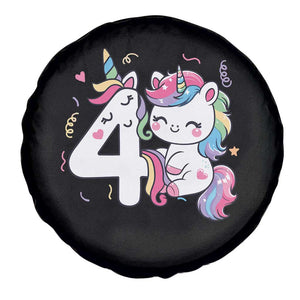 Unicorn 4th Birthday Spare Tire Cover 4 Years Old Birthday Outfit TS10 Print Your Wear