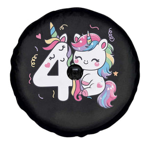 Unicorn 4th Birthday Spare Tire Cover 4 Years Old Birthday Outfit TS10 Print Your Wear