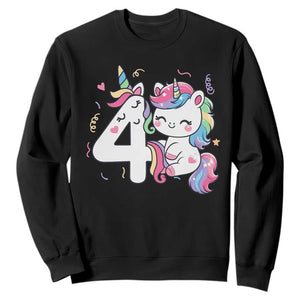 Unicorn 4th Birthday Sweatshirt 4 Years Old Birthday Outfit TS10 Black Print Your Wear