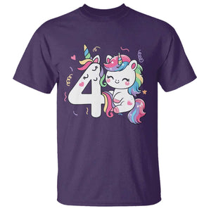 Unicorn 4th Birthday T Shirt 4 Years Old Birthday Outfit TS10 Purple Print Your Wear