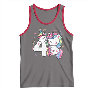 Unicorn 4th Birthday Tank Top 4 Years Old Birthday Outfit TS10 Deep Heather Red Print Your Wear