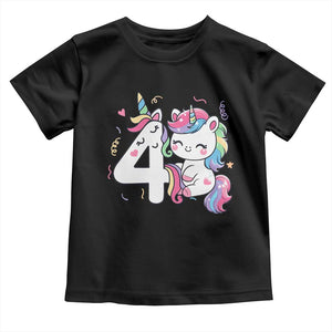 Unicorn 4th Birthday Toddler T Shirt 4 Years Old Birthday Outfit TS10 Black Print Your Wear